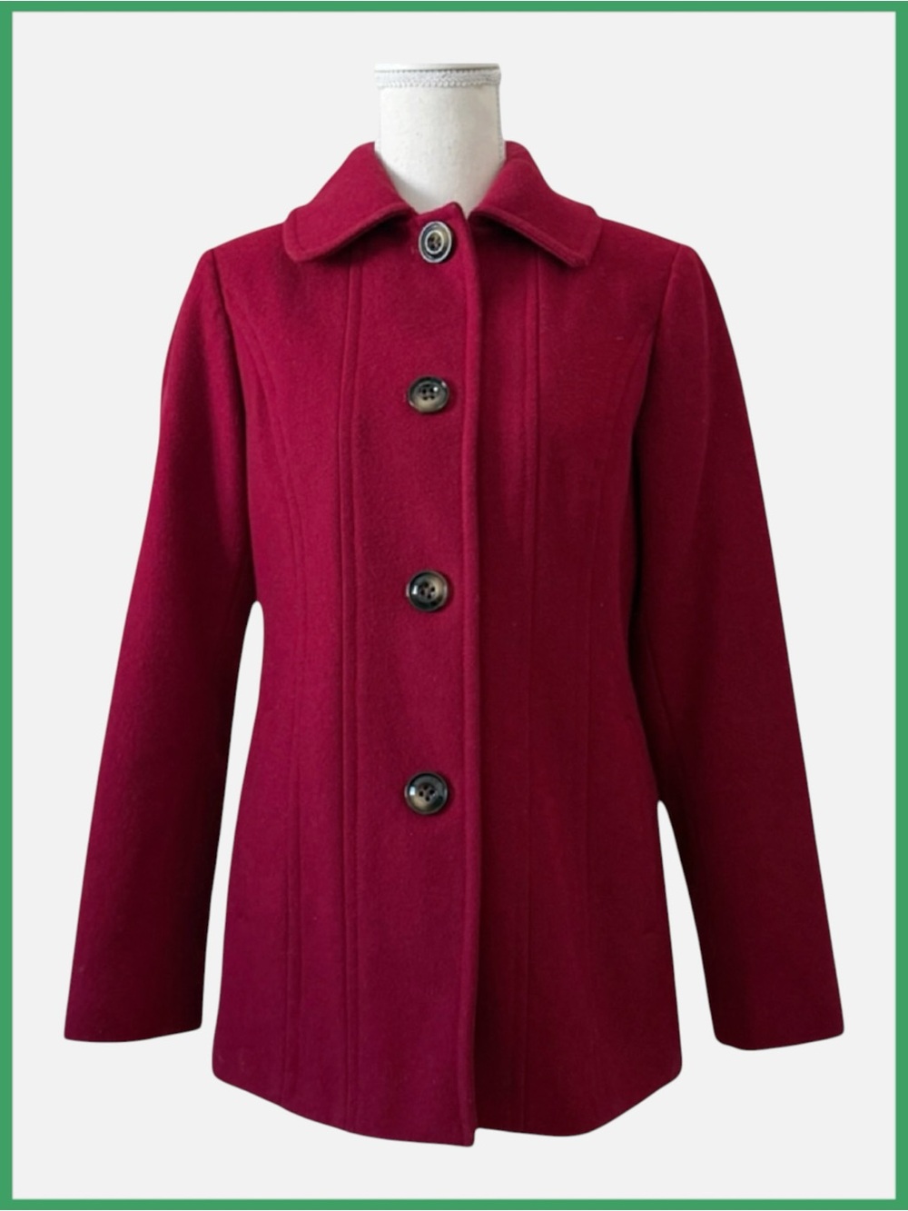 London Fog Single Breasted Wool Blend Pea Coat